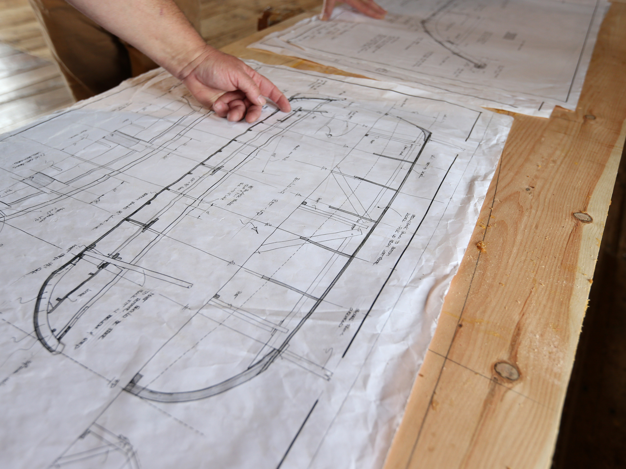 Table with the plans to build a Shelburne Dory.